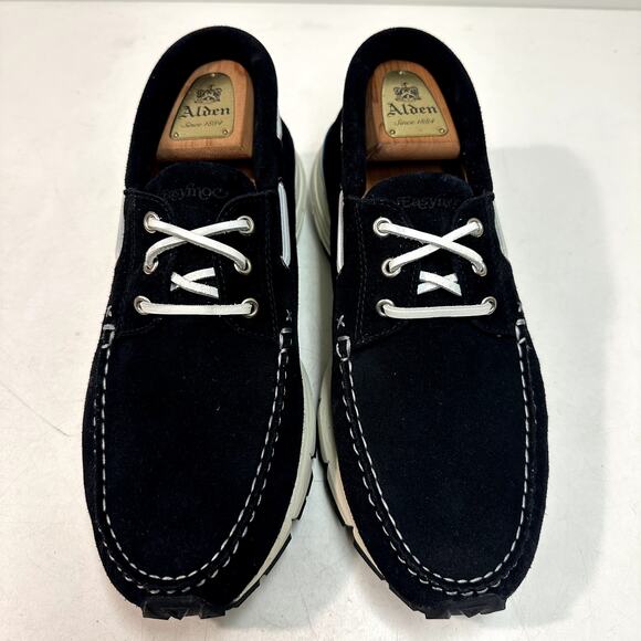 NWOT Easymoc Merrimack Boat Shoe Sneaker Black Suede Vibram Made in Portugal 9 - Picture 2 of 11